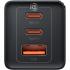 Baseus Travel Charger GaN5 Pro Fast Wall Charger, C+C+U, QC, AFC, PD 65W with Type-C to Type-C (100W) Cable 1m, Black